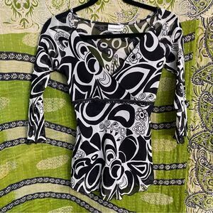 Y2K Clockhouse Black and White Mesh Top Size Small